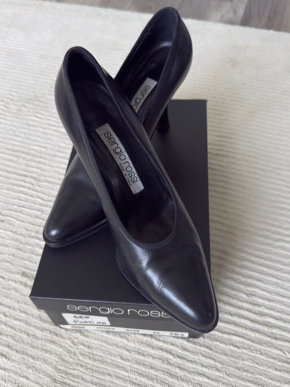 Sergio Rossi Black Leather Pointed Toe Stiletto Pumps